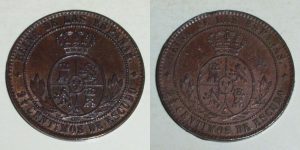 2828 2,5 CENTIMOS DE ESCUDO 1868 ISABEL II