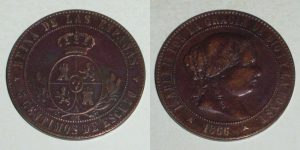 2832 5 CENTIMOS DE ESCUDO 1866 ISABEL II