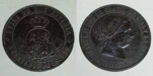 2835 5 CENTIMOS DE ESCUDO 1866 ISABEL II