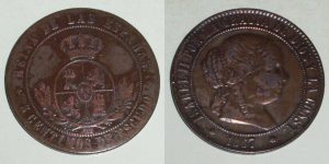 2839 5 CENTIMOS DE ESCUDO 1867 ISABEL II