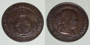 2840 5 CENTIMOS DE ESCUDO 1867 ISABEL II