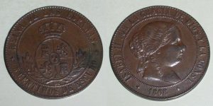 2844 5 CENTIMOS DE ESCUDO 1868 ISABEL II