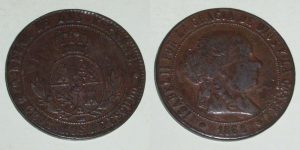 2850 5 CENTIMOS DE ESCUDO 1868 ISABEL II