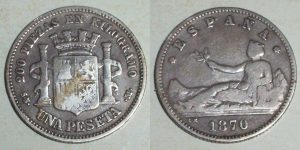 3741 1 PESETA 1870/ xx-70