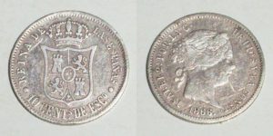 3122 10 CENTIMOS DE ESCUDO 1866 ISABEL II