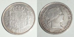 3310 20 REALES 1858 ISABEL II