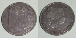 3353 50 CENTAVOS DE PESO 1865 ISABEL II