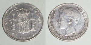 1 PESETA 1899/ 18-xx SG-V