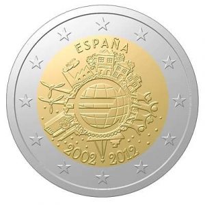 2 EUROS ESPAÑA 2012. X ANV. DEL EURO