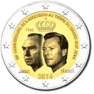 2 EUROS LUXEMBURGO 2014. ASCENSION TRONO GRAN DUQUE JEAN.