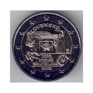 2 EUROS ESLOVAQUIA 2023. CORREO TIRADO POR CABALLOS